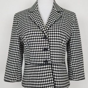 Worthington Size 8 Blazer Black White Houndstooth